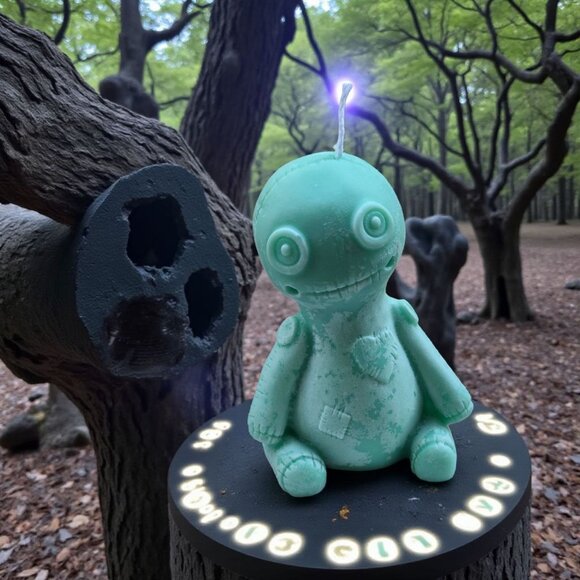 Handmade ✦ Voodoo Doll Candle ✦ Soy Wax Halloween Decor Spooky Collectible NWT - Picture 3 of 11